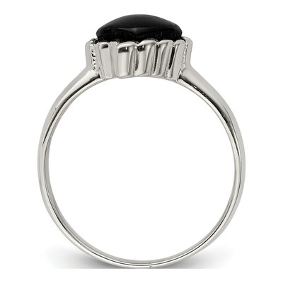 Sterling Silver Onyx Heart Ring – view 3