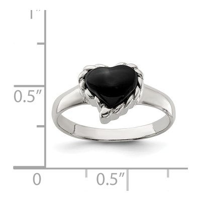 Sterling Silver Onyx Heart Ring – view 4