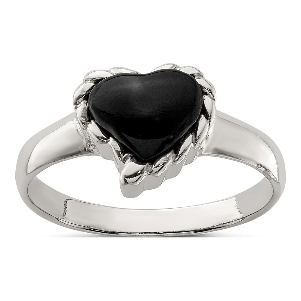 Sterling Silver Onyx Heart Ring