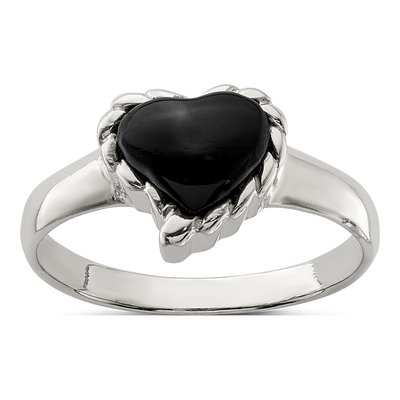 Sterling Silver Onyx Heart Ring