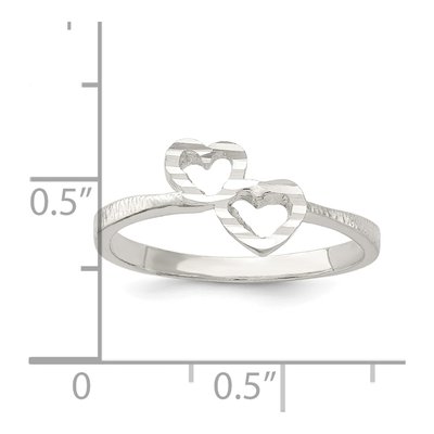 Sterling Silver Diamond-Cut Heart Ring – view 4