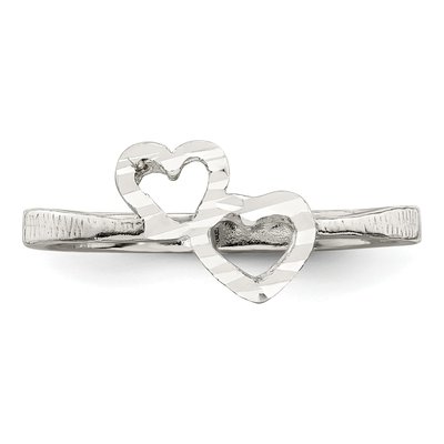 Sterling Silver Diamond-Cut Heart Ring – view 6