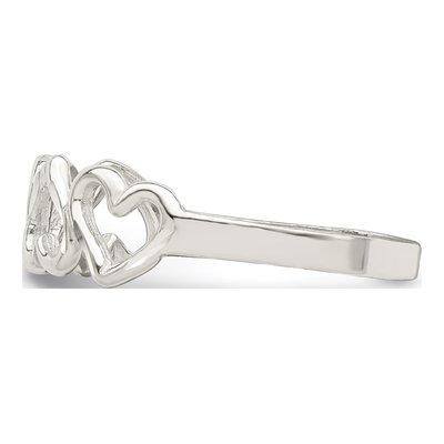 Sterling Silver Diamond-Cut Heart Ring – view 5