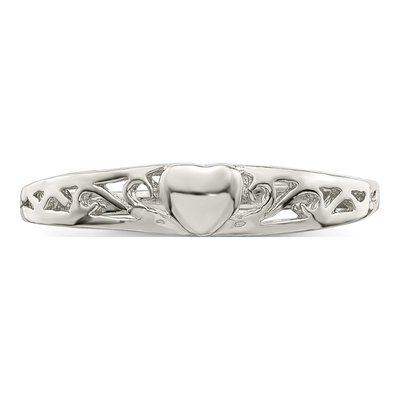 Sterling Silver 2mm Heart Band – view 6