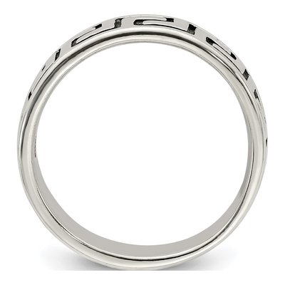 Men's Sterling Silver 5mm Antiqued Greek Key Band – view 3