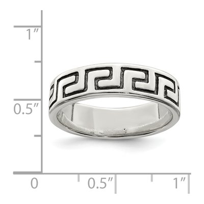 Men's Sterling Silver 5mm Antiqued Greek Key Band – view 4