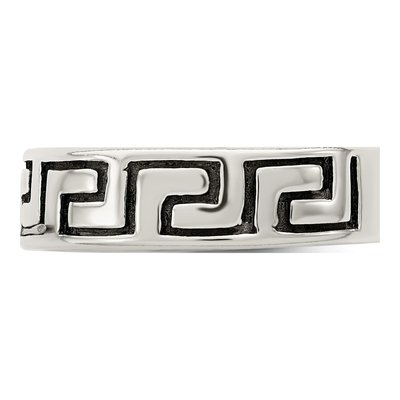 Men's Sterling Silver 5mm Antiqued Greek Key Band – view 5