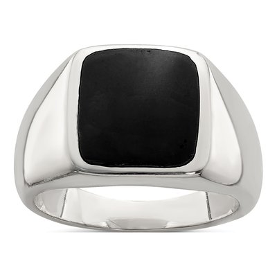 Sterling Silver Lab-Created Onyx Ring