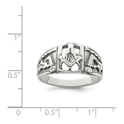 Men's Sterling Silver Antiqued Masonic Ring – view 4