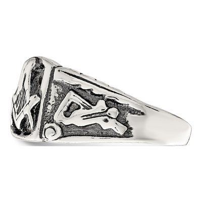 Men's Sterling Silver Antiqued Masonic Ring – view 5