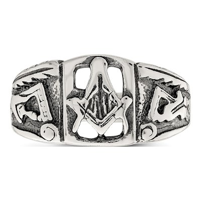 Men's Sterling Silver Antiqued Masonic Ring – view 6