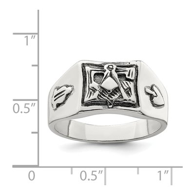 Men's Sterling Silver Antiqued Masonic Ring – view 4