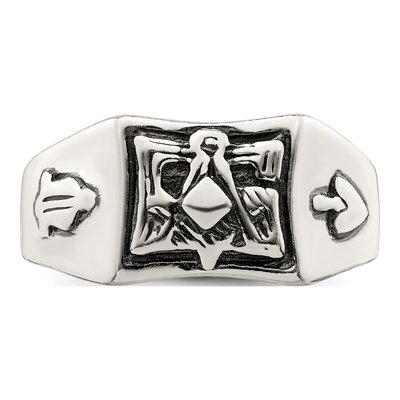 Men's Sterling Silver Antiqued Masonic Ring – view 6