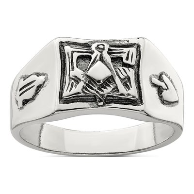 Men's Sterling Silver Antiqued Masonic Ring