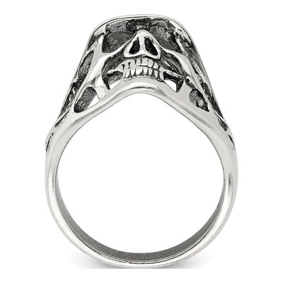 Men's Sterling Silver Antiqued Skull Ring – view 3