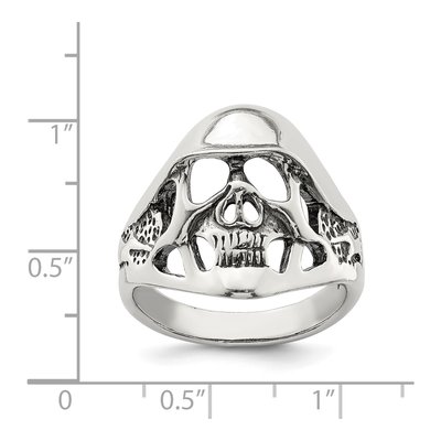 Men's Sterling Silver Antiqued Skull Ring – view 4