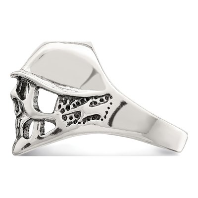 Men's Sterling Silver Antiqued Skull Ring – view 5