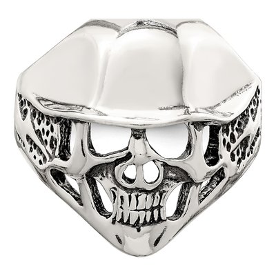 Men's Sterling Silver Antiqued Skull Ring – view 6