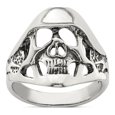 Men's Sterling Silver Antiqued Skull Ring