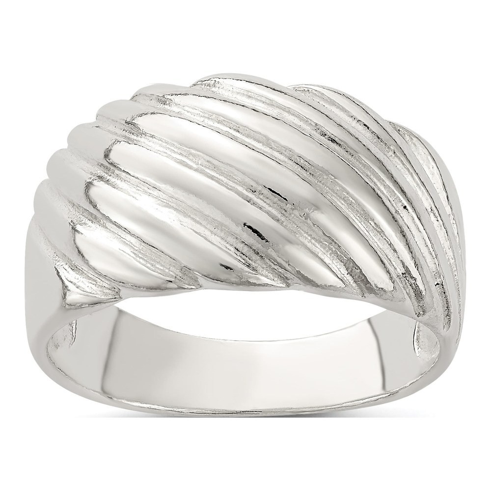 Sterling Silver Solid Fancy Ribbed Ring