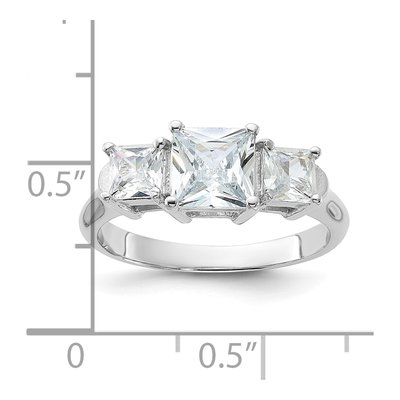Sterling Silver CZ Three Engagement Ring – view 4