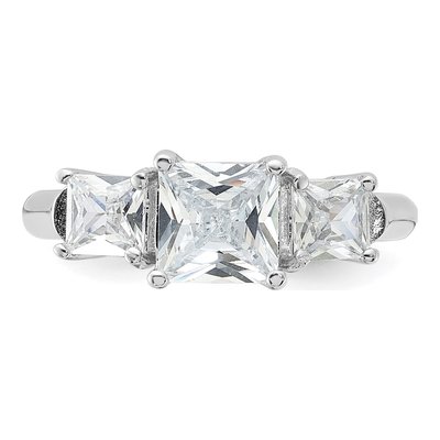 Sterling Silver CZ Three Engagement Ring – view 6