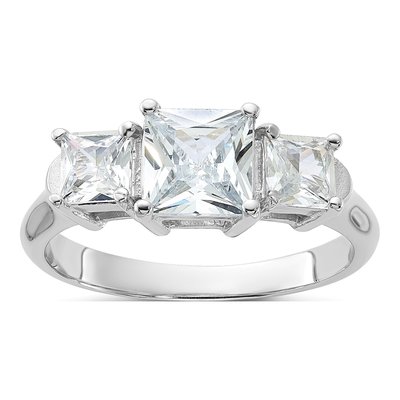 Sterling Silver CZ Three Engagement Ring
