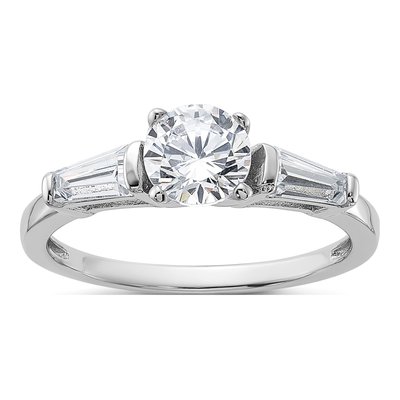 Sterling Silver CZ Engagement Ring