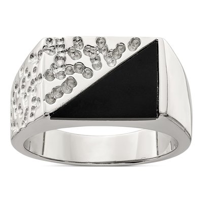 Men's Sterling Silver Onyx Ring