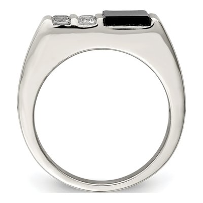 Men's Sterling Silver Onyx & CZ Ring – view 3
