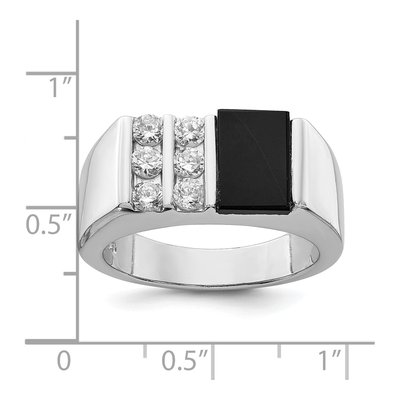 Men's Sterling Silver Onyx & CZ Ring – view 4