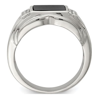 Men's Sterling Silver CZ & Onyx Ring | Size 9 – view 3
