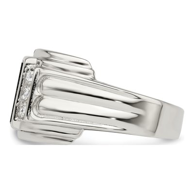 Men's Sterling Silver CZ & Onyx Ring | Size 9 – view 5