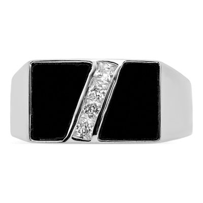Men's Sterling Silver Onyx & CZ Ring – view 6