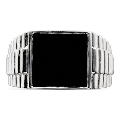 Men's Sterling Silver Onyx Ring – view 6
