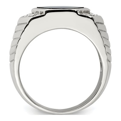 Men's Sterling Silver Onyx & CZ Ring – view 3