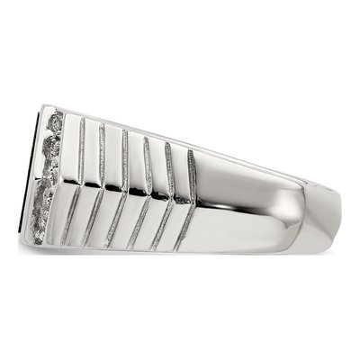 Men's Sterling Silver Onyx & CZ Ring – view 5