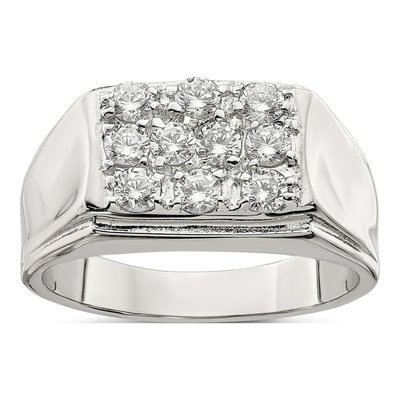 Men's Sterling Silver CZ Cluster Ring