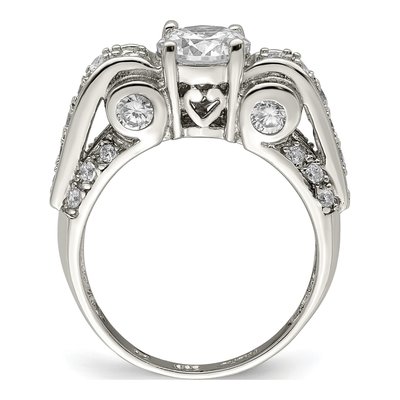 Sterling Silver CZ Fancy Engagement Ring – view 2
