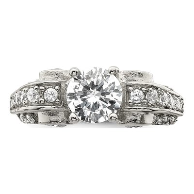 Sterling Silver CZ Fancy Engagement Ring – view 5