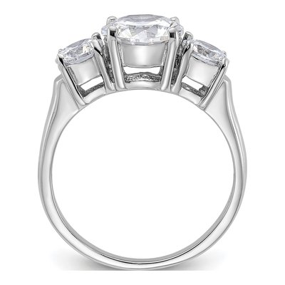 Sterling Silver CZ Three Engagement Ring – view 3
