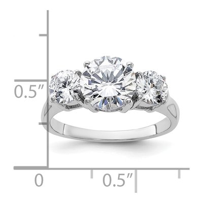 Sterling Silver CZ Three Engagement Ring – view 4