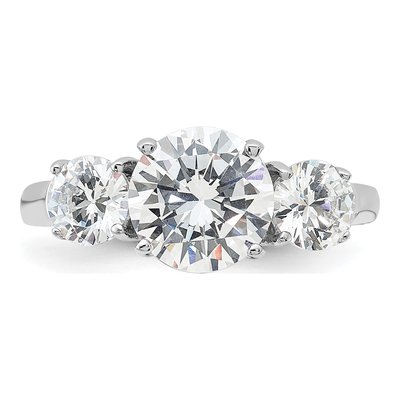 Sterling Silver CZ Three Engagement Ring – view 6