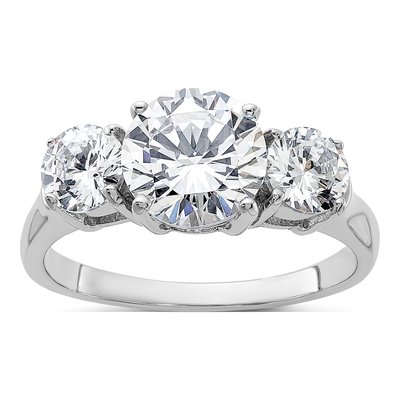 Sterling Silver CZ Three Engagement Ring