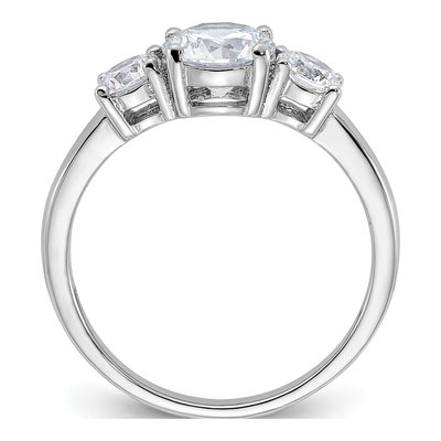 Sterling Silver CZ 3-Stone Ring – view 3