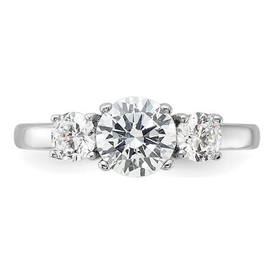 Sterling Silver CZ 3-Stone Ring – view 6