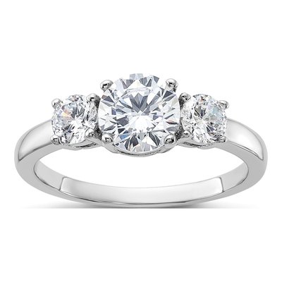 Sterling Silver CZ 3-Stone Ring