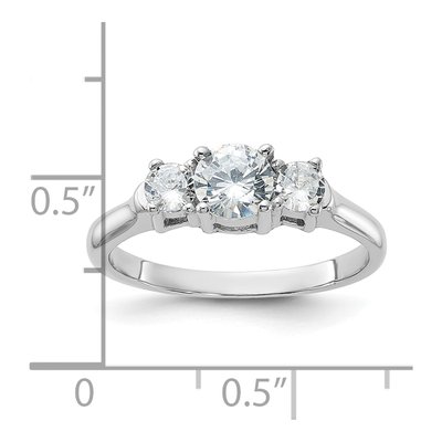Sterling Silver CZ Three-Stone Engagement Ring – view 4