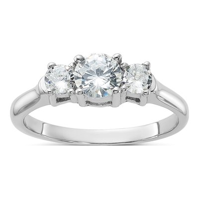 Sterling Silver CZ Three-Stone Engagement Ring