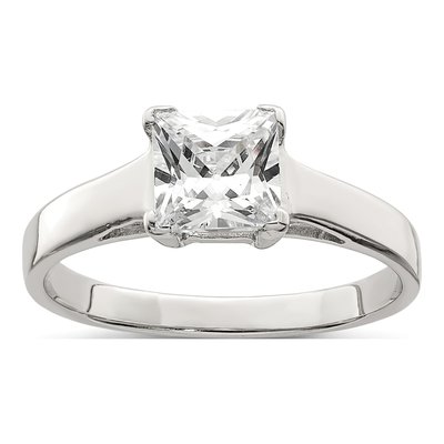 Sterling Silver CZ Princess-Cut Engagement Ring